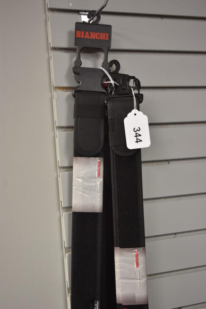 (3) Bianchi AccuMold Nylon Duty Belts: Three Bianchi AccuMold Nylon Duty Belts, size 28"-34". Contact our recommended 3rd party "for profit" shipper Pak Mail at (260) 637-4809 or contact@pakmailfw.com for shipping quote PRIOR to bidding. S