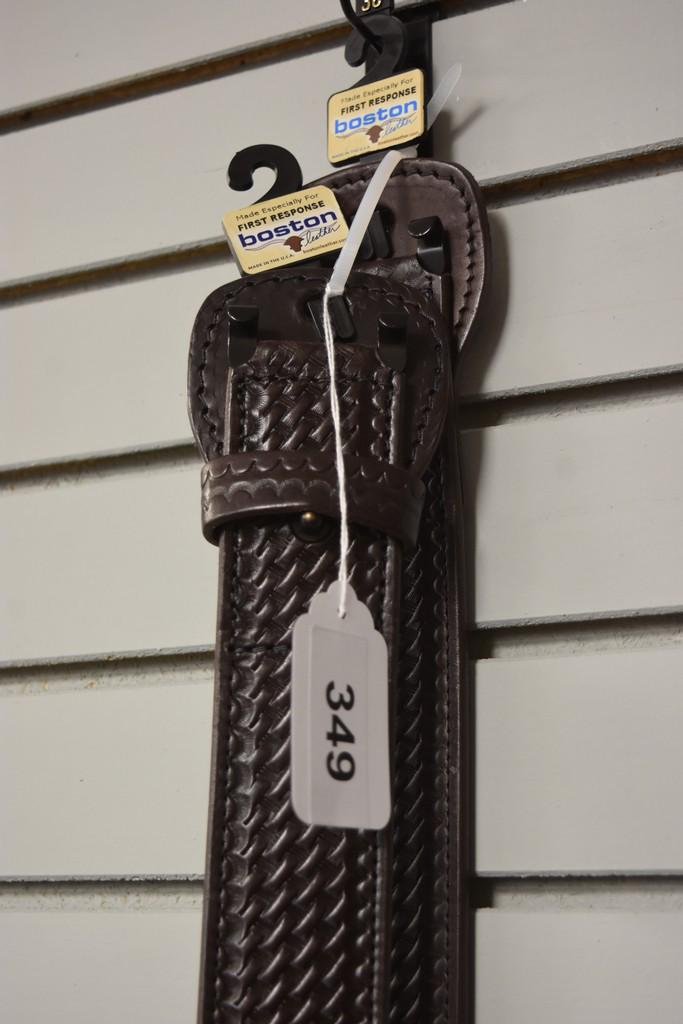 (2) Boston Basket Weave Brown Leather Belts, 36&38: Two Boston Sam Browne 2.25" Brown Leather Basket Weave Belts, 6501 36 & 38. Contact our recommended 3rd party "for profit" shipper Pak Mail at (260) 637-4809 or contact@pakmailfw.com for shipping quot