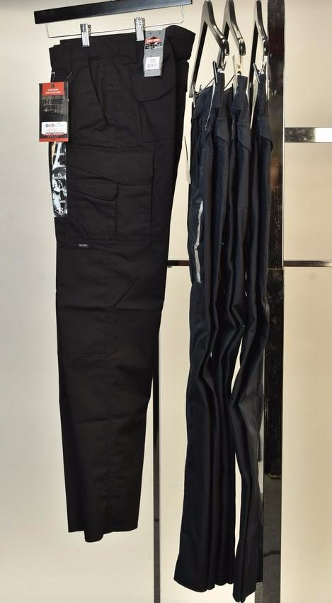 (4) Tru-Spec 24-7 Series Ladies Tactical Pants, 4: (4) Tru-Spec 24-7 Series Ladies Polyester Cotton Rip-Stop Tactical pants, size 4, unhemmed. One pair is black, three are True Navy. Contact our recommended 3rd party "for profit" shipper Pak Mail at (