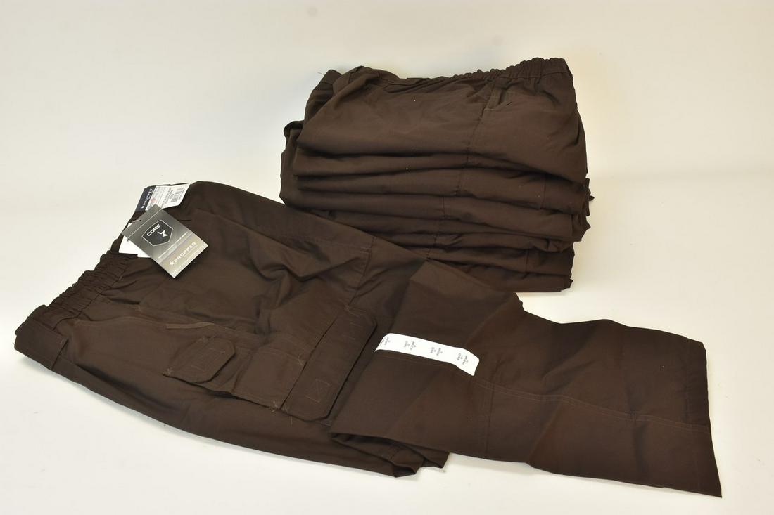 (9) Pairs Men's Propper Tactical Pants 42 x 32: (9) Pairs Men's Propper Light weight tactical pants, brown, size 42 x 32. 65% polyester, 35% cotton. Contact our recommended 3rd party "for profit" shipper Pak Mail at (260) 637-4809 or contact@pakmai