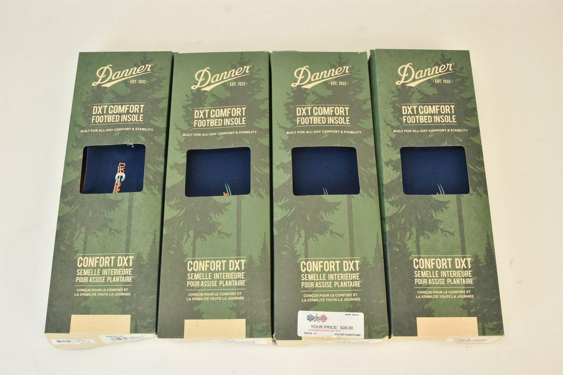(4) Pair Danner DXT Comfort Footbed Insoles, 11: (4) Pair Danner DXT Comfort Footbed Insoles, Men's size 11. Product number 95914. Contact our recommended 3rd party "for profit" shipper Pak Mail at (260) 637-4809 or contact@pakmailfw.com for shippin