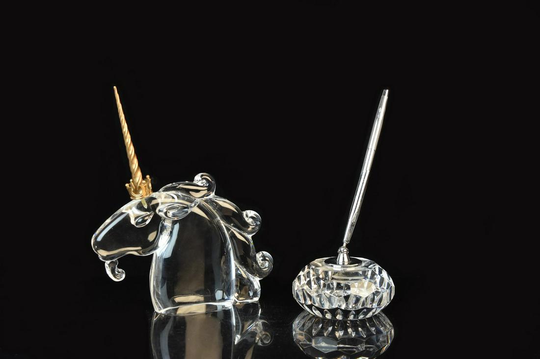 Steuben Crystal Unicorn Head & Waterford Pen Holder (1 of 15)