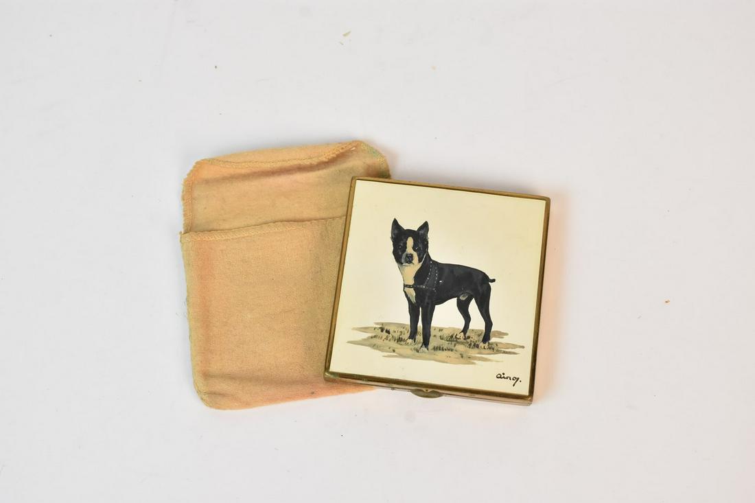 Hand Painted Boston Terrier Compact, Mid-20th Century (1 of 7)