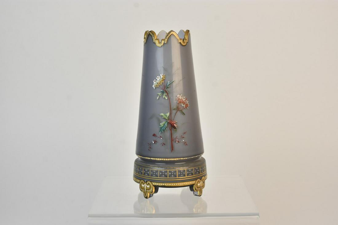 Antique Harrach Style Footed Hand Painted Vase (1 of 9)