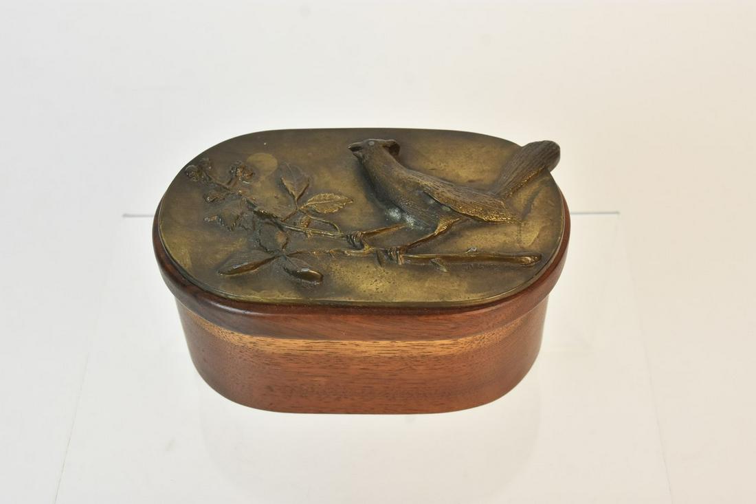 Cardinal Bronze Tone and Wood Trinket Box (1 of 8)