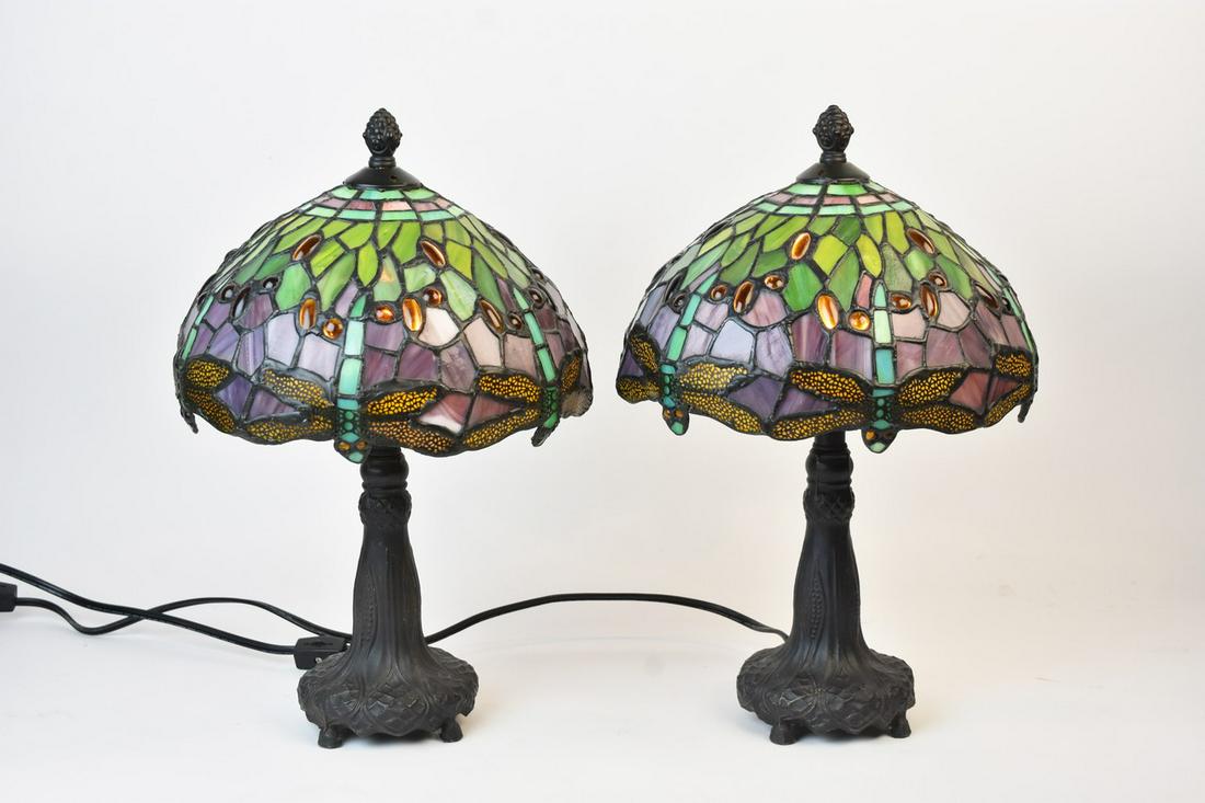 Tiffany Style Bedside Table Lamps (1 of 10)