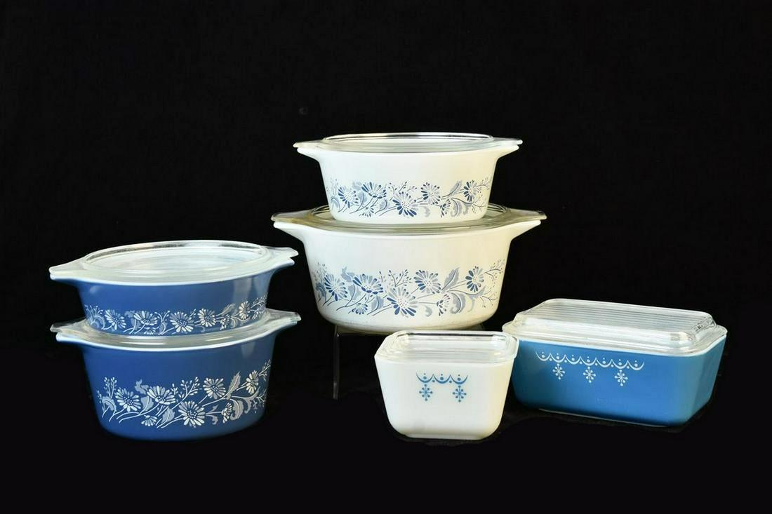 Vint. Snowflake & Floral Colonial Mist Pyrex Dishes (1 of 12)