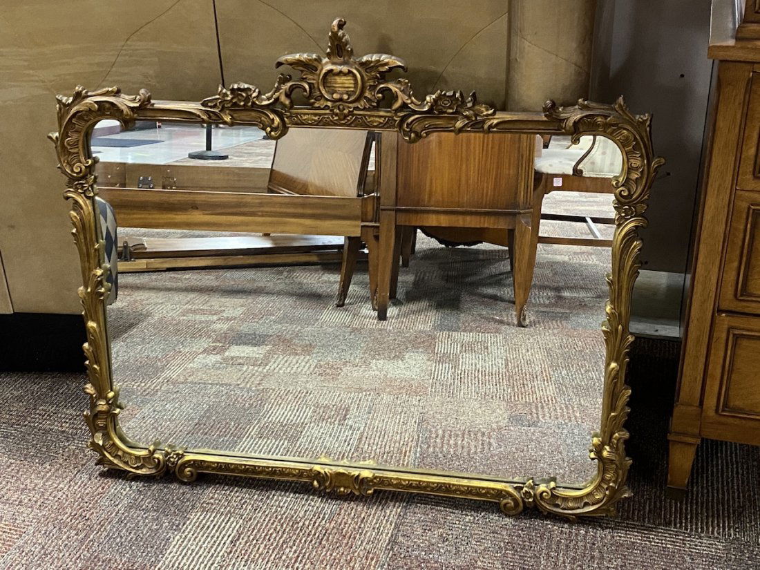 Antique Fleur-de-Lis Giltwood Mirror (1 of 2)