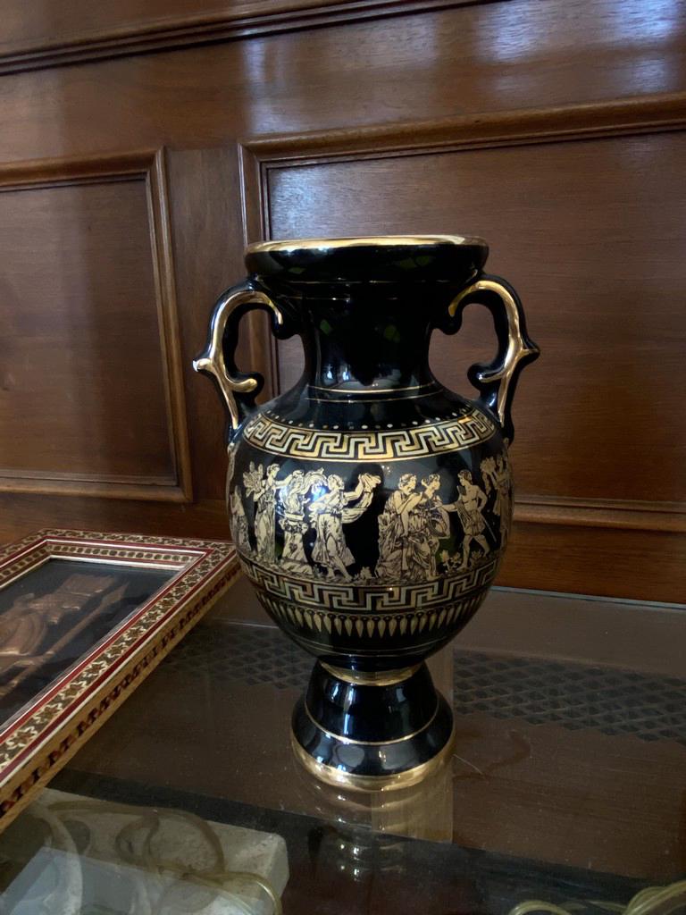 Spyropoulos Porcelain Classical Greek Vase, 24K Dl (1 of 4)