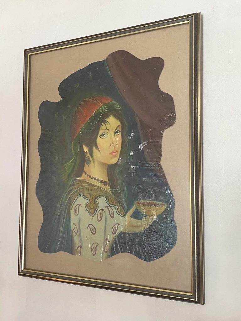 Signed Oil Painting on Sheep Skin (1 of 7)