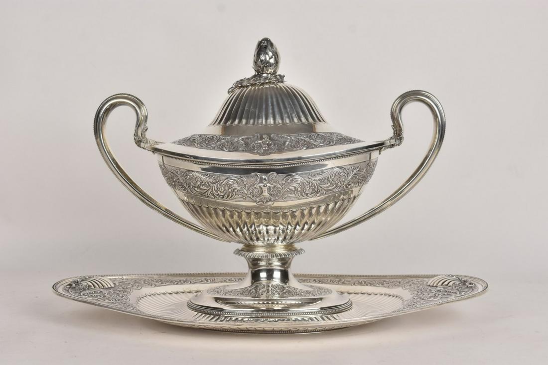 Titulo Portuguese 916 Silver Soup Tureen w/ Tray (1 of 16)