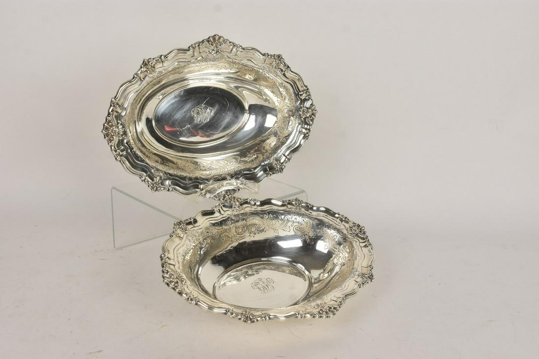 Edwardian Style Sterling Oval Bowls, 28.20 ozt (1 of 9)