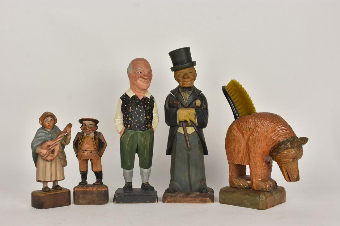 Vintage Wood Characters, Two w/ Shoe Brush Holders (1 of 11)