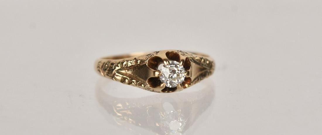 1/4ct European Cut Diamond Ring, 14K (1 of 8)