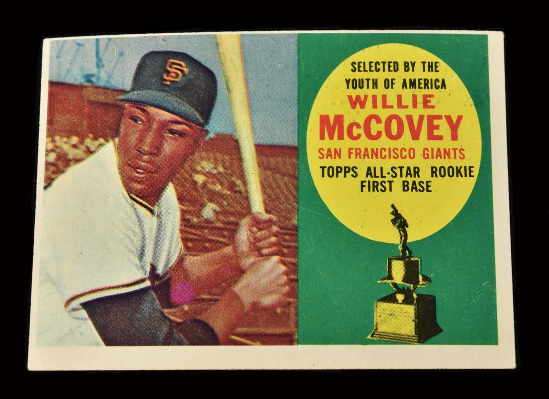 1960 Topps Willie McCovey baseball rookie card: Please Note: Scheerer McCulloch Auctioneer will add shipping charges 1-2 business days after auction. Some items, such as exceptionally fragile items, items won by International bidders, or large item