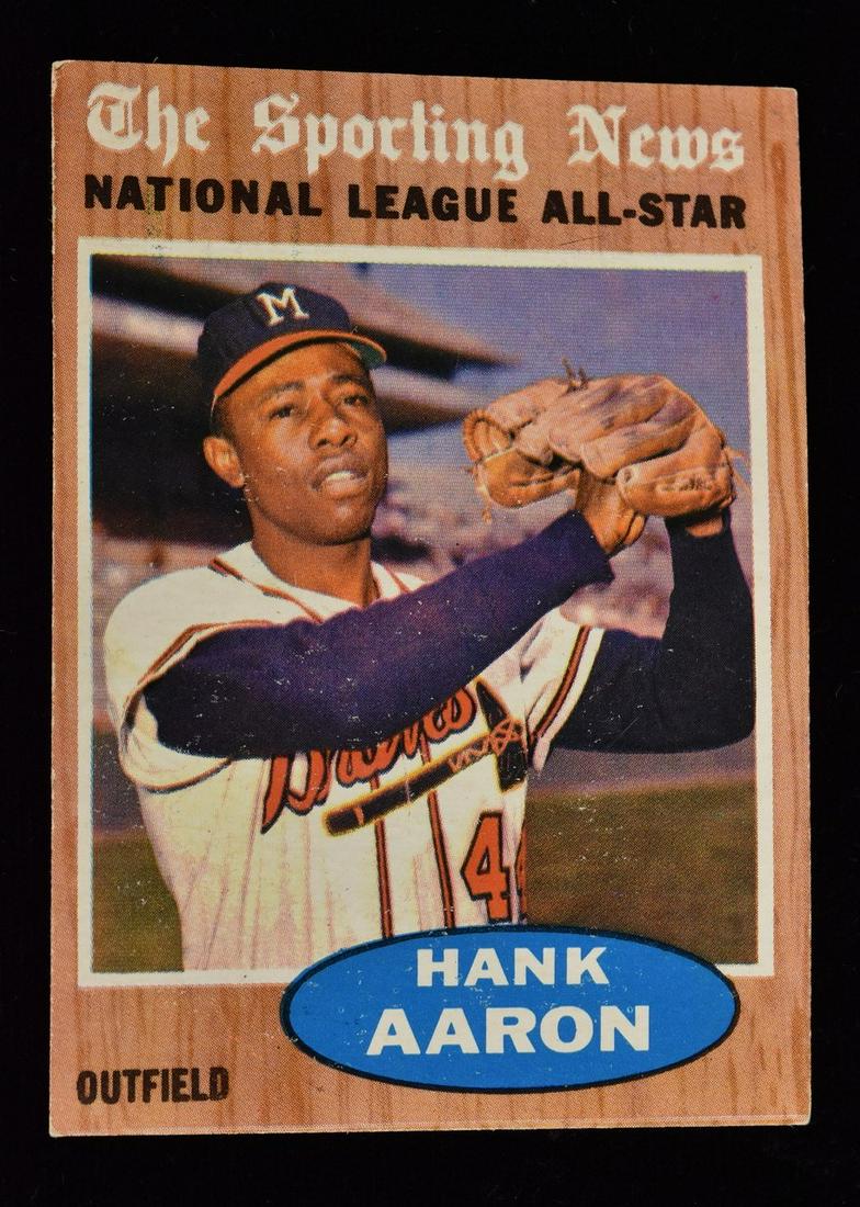1962 Topps # 394 Hank Aaron all star card: Please Note: Scheerer McCulloch Auctioneer will add shipping charges 1-2 business days after auction. Some items, such as exceptionally fragile items, items won by International bidders, or large item