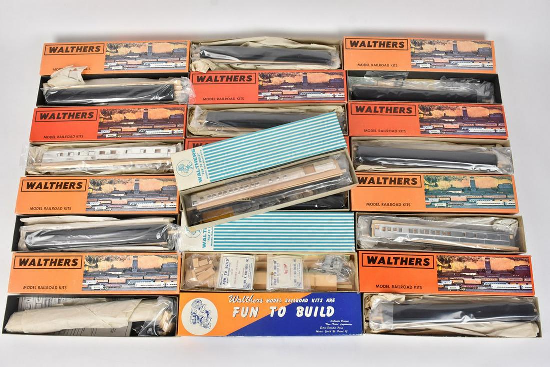 (13) Walthers HO Scale Model Train Kits: A collection of 13 Walthers HO scale model train kits in original packaging. Contents of packaging appears complete; shelf wear and retail stickers to packaging. Please Note: Scheerer McCulloch Auctio