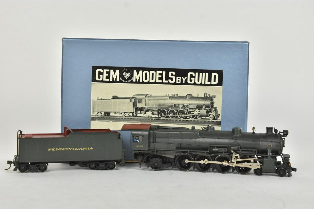 Gem Models by Guild 4-8-2 Mountain: An HO scale Gem Models by Guild of Japan Pennsylvania R. R. Class M-1 4-8-2 Mountain Loco. No. DH-101. In original packaging with light shelf wear and retail stickers; contents not checked for complet
