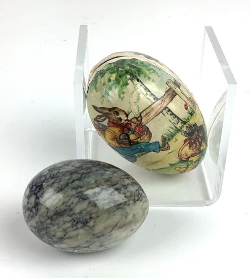 Antique paper mache Easter egg, marble egg (1 of 5)