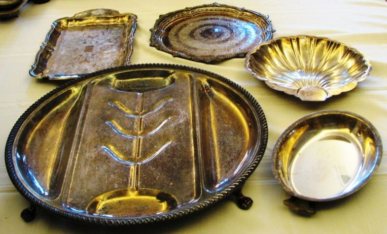 5 Pcs. Misc. Silver-Plate Trays 1 With Claw Feet: to be added