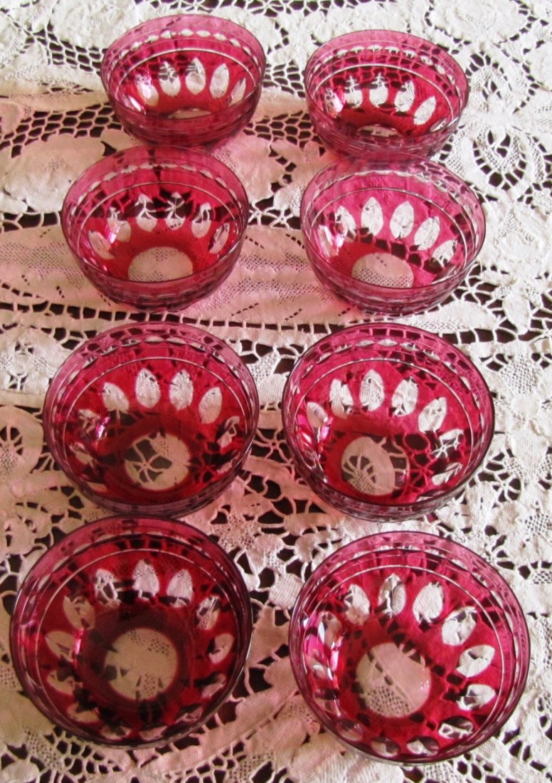 (8) Val St. Lambert crystal bowls: 4.5" wide X 2.5" high