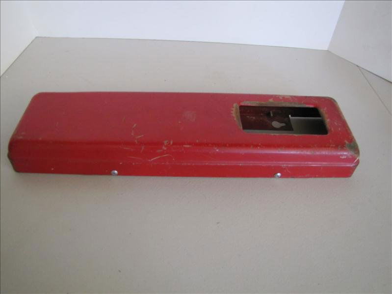 Coca Cola Bottle Cap Holder: Coca Cola Bottle Cap Holder This is a metal bottle cap holder that attaches to the older vending machines. This is metal and measures 18.5" x 5" x 2".