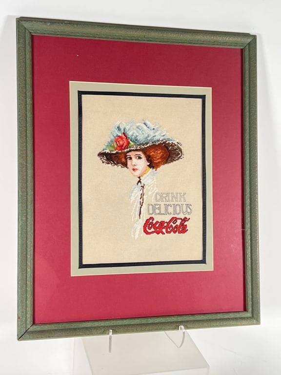 Cocacola Framed Cross Stitch Auction
