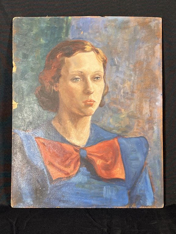 Girl with Red Bow Portrait Painting by Ruth Smith (1 of 2)