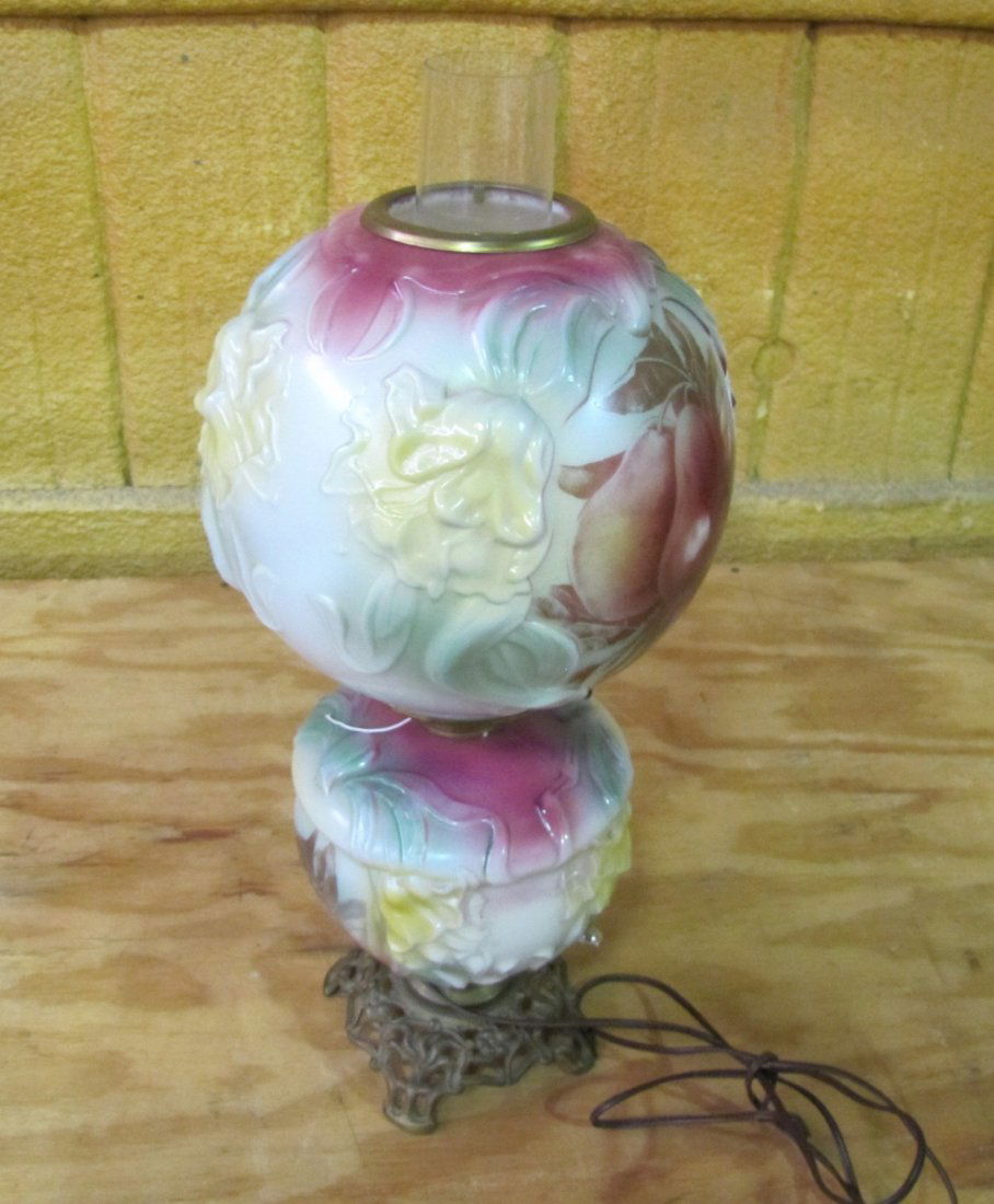 Gone With The Wind lamp: 21" tall, electric. Hand painted.