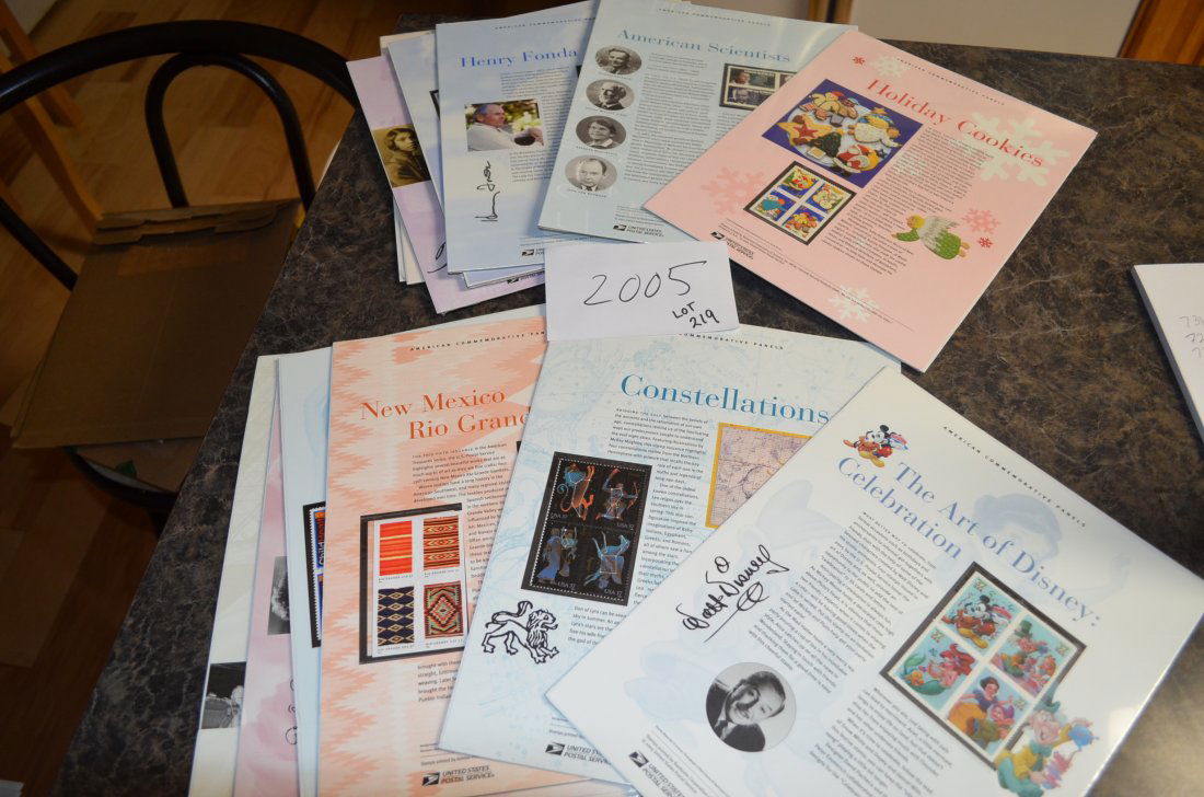 USPS American Commemorative stamps 2005: 728 Lunar New Year (24) .37 cent; 731 Love Bouquet (4) .37 cent; 729 Marian Anderson (4) .37 cent; 733 Spring Flowers (4) .37 cent; 638 Christmas Lorenzo Costa's (4) .34 cent; 734 Robert Penn Warren (