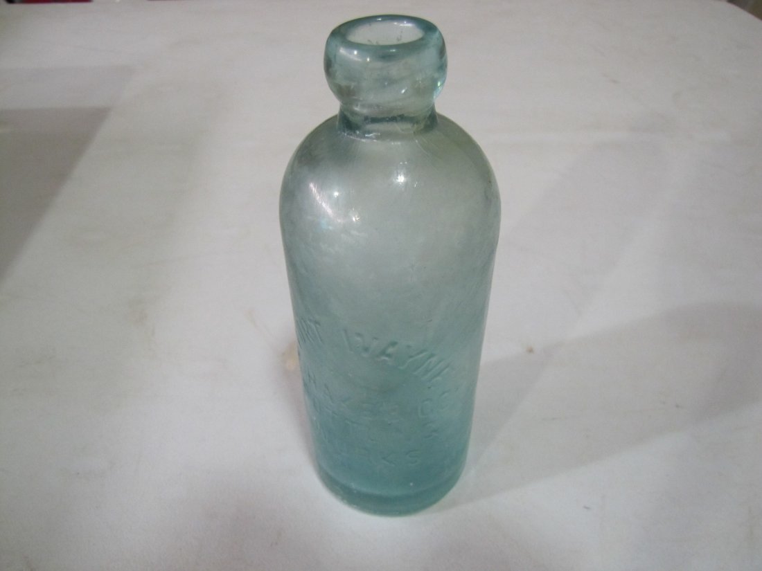 Fort Wayne F. Hake & Co. Bottling Works: Fort Wayne, “F. Hake & Co.” Blue Bottle. Old Fort Wayne, Indiana Bottling Works blob top bottle.