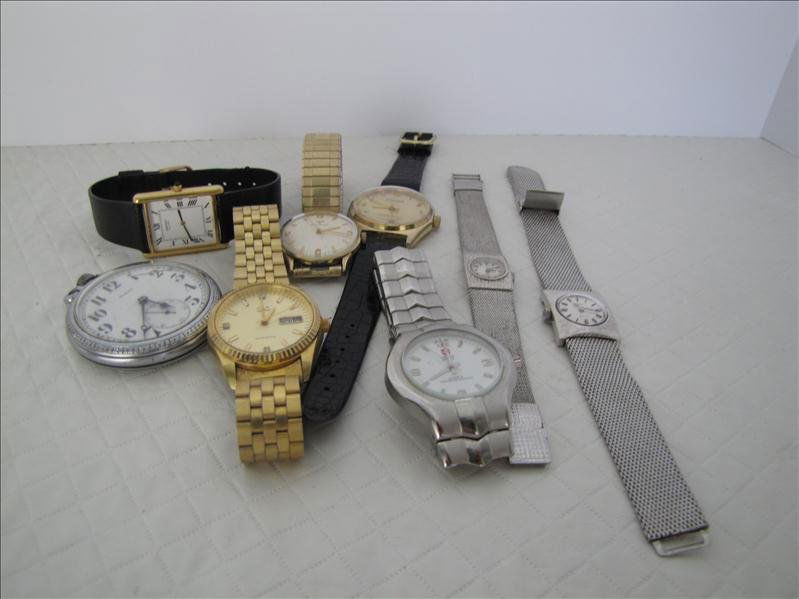 Assorted Watches: Assorted Watches. Seiko Quartz, Swiss Army Quartz, Futura, (2) Buren watches, Q&Q Automatic, and Wittnauer. The Wittnauer Speidel band and a 10k gold filled casing.