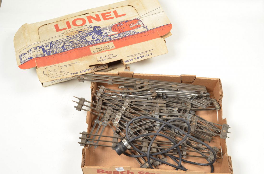 Vintage Lionel Train Set & Track: Lionel No. X-699 Steam Freight train set and metal train track.