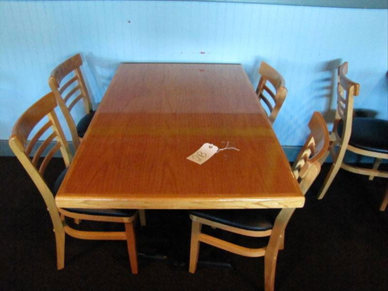 Table and (4) Chairs: Table and (4) Chairs One table with 4 chairs. Table is 48" by 30". The 4 chairs all match. Very good condition.