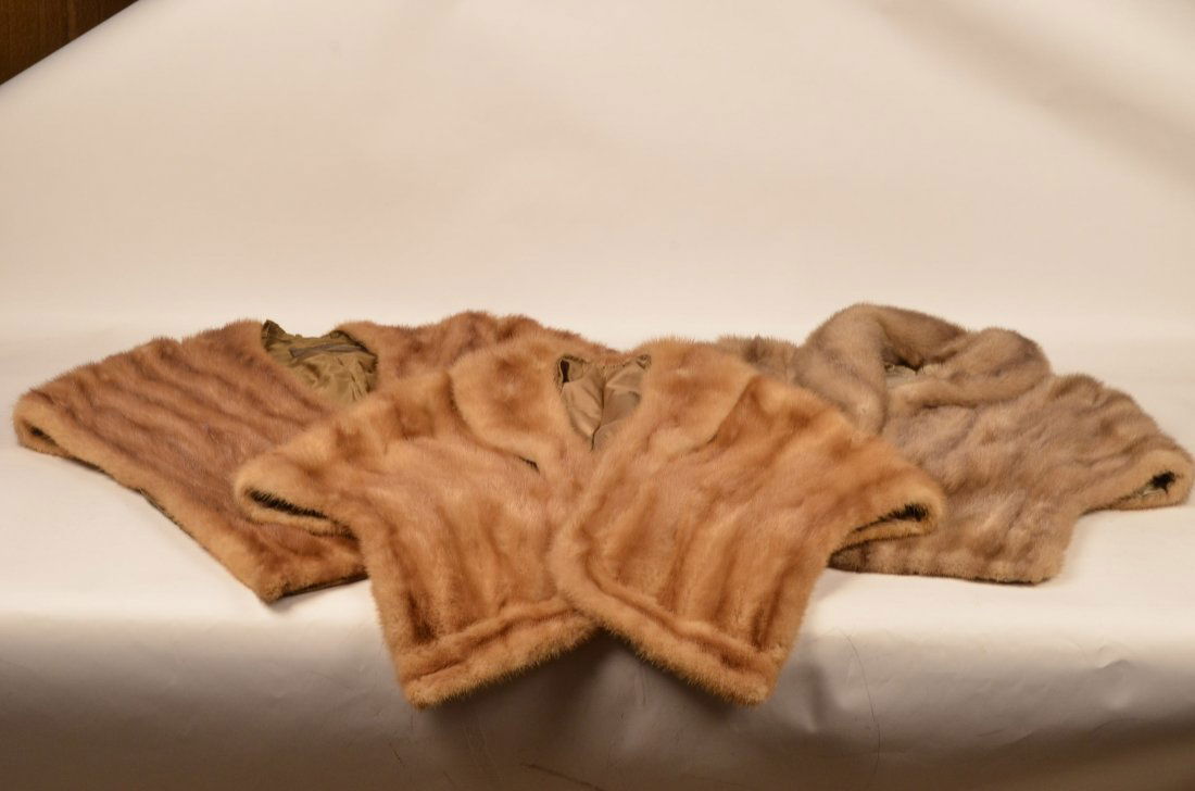 (3) Authentic Mink Shawls: Three woman's mink wraps. Good condition.