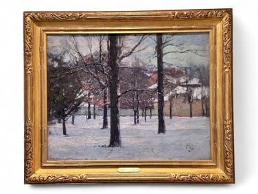 T.C. Steele Oil on Canvas "Tinker Place in Winter"