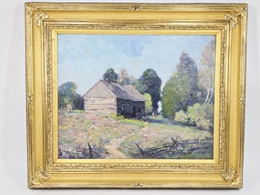 Homer G. Davisson Signed, Oil on Board Cabin