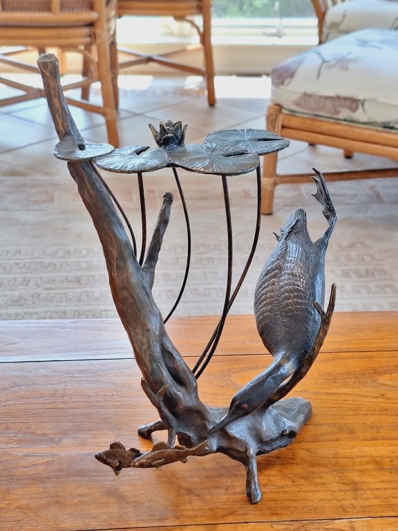 Mark Hopkins Bronze Duck & Fish Sculpture (1 of 9)