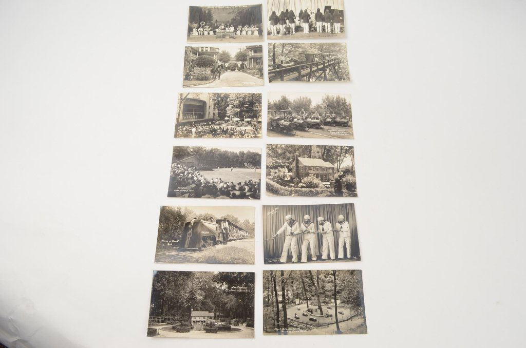 House of David RPPC: Unmarked or stamped. 13 real photo House of David postcards. Hiawatha train, house of David Band and baseball team. All from Benton Harbor Michigan.