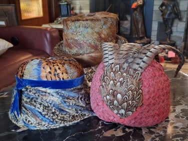 3 Vintage Ladies Feathered Hats