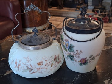 Antique Wavecrest Biscuit / Cracker Jars