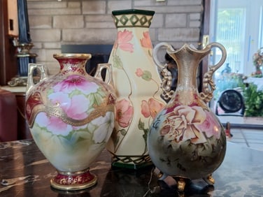 Hand Painted Nippon Vases & Moorcroft Pottery Vase