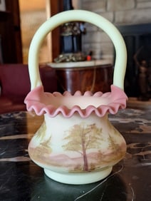 Fenton Burmese Uranium Glass Basket