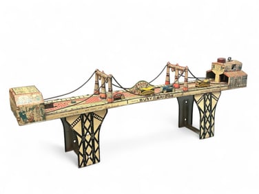 1930s Louis Marx Busy Bridge Tin Lithograph