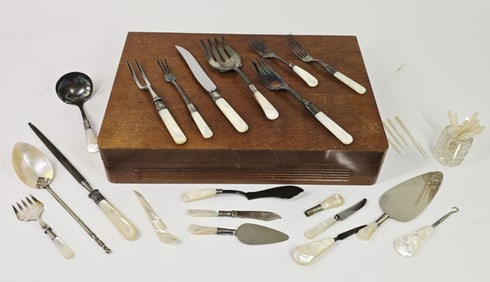Mother of Pearl Handled Flatware: Sterling & Plate