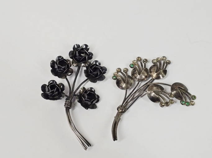 Danecraft Beau Sterling Pins/brooches Floral Pcs
