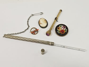 Antique: Victorian Pencil, Micro Mosaic Pin & More