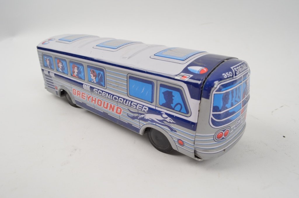 Tin Litho Friction Greyhound Bus Toy: $17 Shipping/handling/insurance (up to $100) shipped in the continental United States. We do not combine multiple lots for shipping as the packages are sealed and labeled immediately after the item is