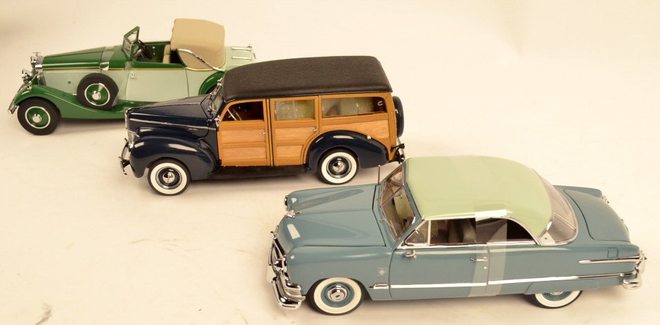 (3) 1:18 Scale The Danbury Mint Die Cast: $21 Shipping/handling/insurance (up to $100) shipped in the continental United States. We do not combine multiple lots for shipping as the packages are sealed and labeled immediately after the item is