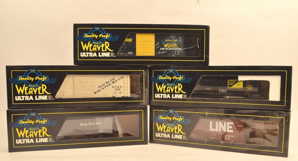 (5) Weaver Ultra Line Coal Car, Box & Tank Car: $23 Shipping/handling/insurance (up to $100) shipped in the continental United States. We do not combine multiple lots for shipping as the packages are sealed and labeled immediately after the item is